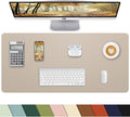 PULeather Non-Slip Desk Mat, Large Mouse Pad & Laptop Desk Pad - Waterproof Writing Pad for Office & Home (Beige, 35.4" x 17")
