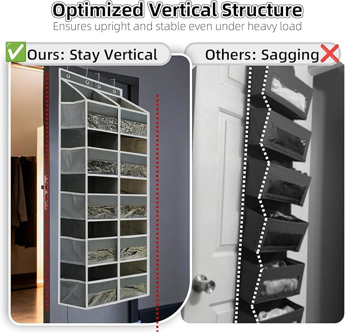 5-Tier Heavy Duty Over the Door Organizer with 10 Compartments - 600D Oxford Cloth Large Behind Door Storage for Closet, Nursery, Bedroom, Pantry, Diaper & Toy Organizer (Gray)
