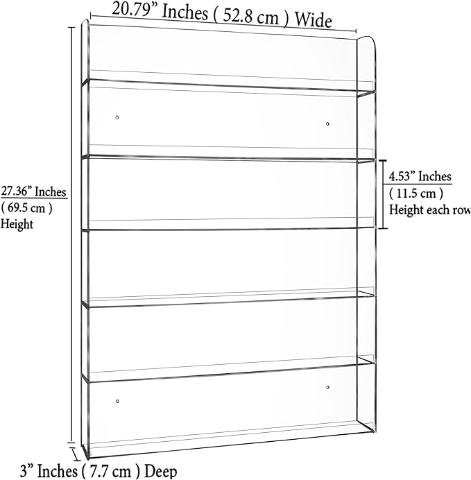 AMT Acrylic Nail Polish Racks for the Wall, Clear Nail Polish Display, Essential Oils Organizer. Holds up to 96 Bottles. Plus a Microfiber Cloth for Cleaning Purposes