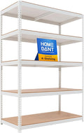 HOMEDANT 5 Tier Storage Shelves Adjustable Laminated Boltless Garage Metal Shelving Unit Heavy Duty Utility Rack Shelf Warehouse Pantry Closet Kitchen (1, (XL Deep) 48.1" W, White)