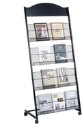 lesolar Floor-Standing Magazine Rack 4-tier Newspaper Holder Book Display Shelf Brochure Display Stand Floor Suitable for Exhibitions Shopping Malls Hospitals Offices School (Black)