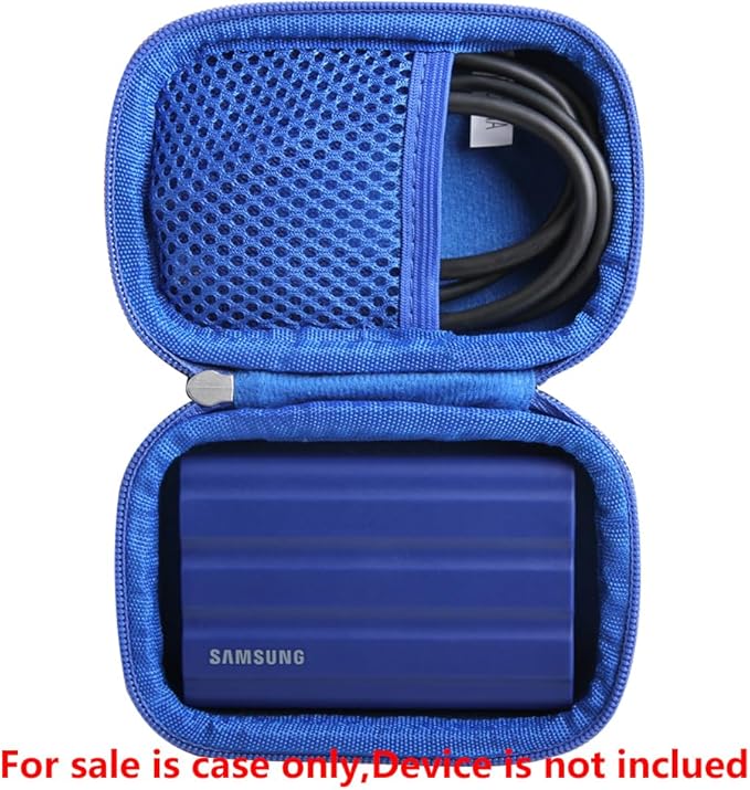 Hermitshell Hard Travel Case for Samsung T7 Shield 2TB / 1TB / 4TB, Portable SSD, USB 3.2 Gen2 External Solid State Drive (Blue, Case for 1 Hard Drives)