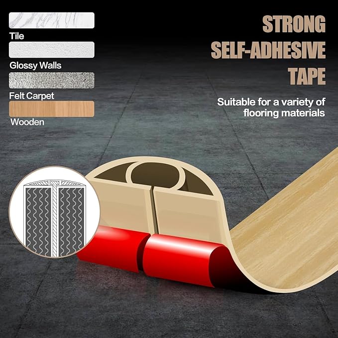 Floor Cord Cover Self Adhesive Cord Hider,3.3FT Cable Management, Extension Strip Protector for Wires, Prevent Cable Trips for Offices, Gyms, Exhibitions Cavity:0.3"(W) x0.28(H) WoodLightyellow