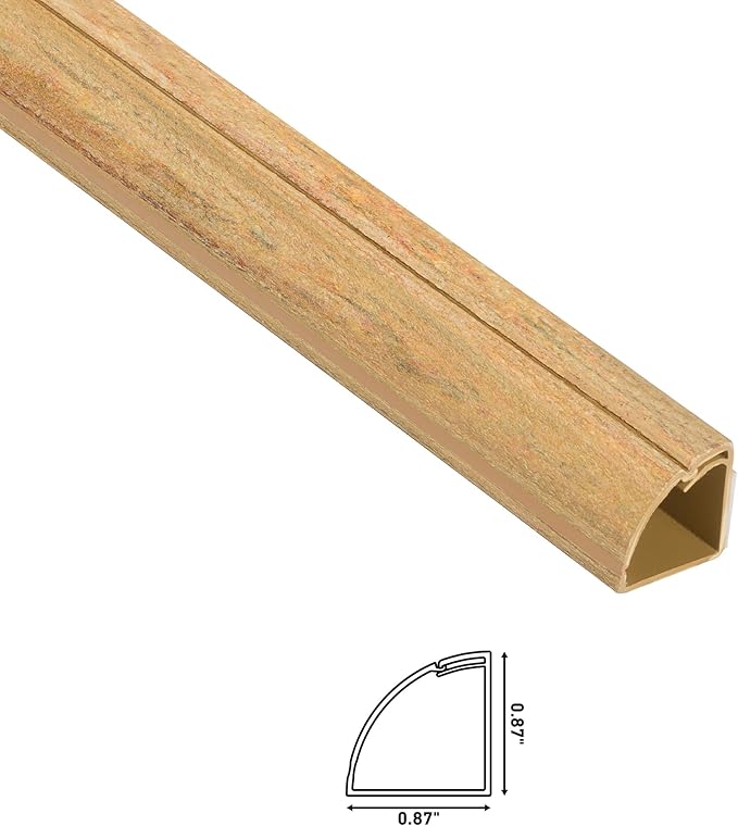 D-Line Cord Cover Kit, 30FT Self-Adhesive Wire Hider, Cable Raceway to Hide Wires on Wall, Cable Management - 6 x 5FT Channels and Accessories (0.87in (W) x 0.87in (H), Stainable Wood-Effect)