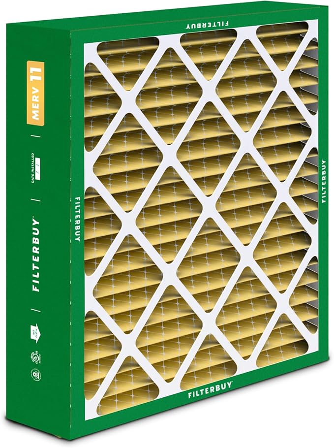 Filterbuy 20x25x6 Air Filter MERV 11 Superior Pet & Allergy Defense (4-Pack), Pleated HVAC AC Furnace Filters for AprilAire Space-Gard 201, 2200, 2250, & Lennox (Actual Size: 19.75 x 24.25 x 6.00)