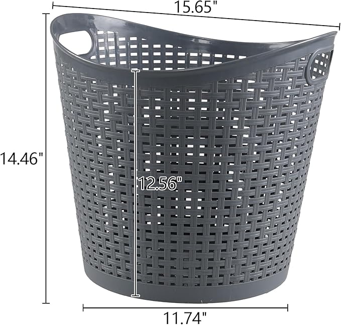 Kiddream 6 Pack Plastic Laundry Clothes Hamper Baskets, Large Storage Baskets for Organizing, 30 Liters Capacity, Dark Grey