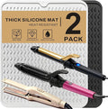 2 Pack Large Curling Irons Mat, Silicone Heat Resistant Portable Travel Mat Cover for Flat Iron, Hair Straightener, Hot Hair Styling Pad Tools-(Black & White)