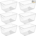 6 Pack Clear Plastic Storage Bins, 11" Large Pantry Organizer Bins with Handles, Plastic Containers for Refrigerator,BPA-Free Perfect for Kitchen,Fridge,Cabinet,Pantry,Bathroom,Closet Organization