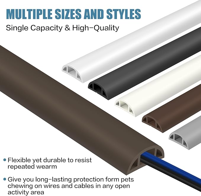 Floor Cord Covers for Wires 3.3FT Cable Hider Wire Cover Self Adhesive Cord Hider Floor for Offices, Homes, Workshops, Warehouses Cable Cavity 0.39" W x 0.27" H