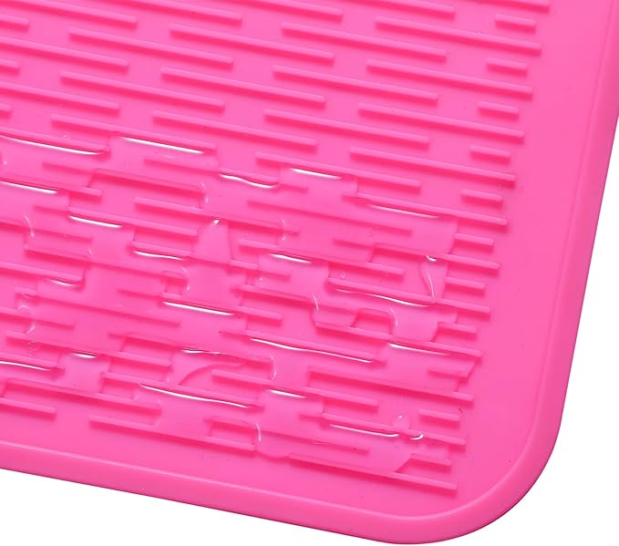 Silicone Dish Drying Mat for Multiple Usage,Easy clean,Eco-friendly,Heat-resistant Silicone Mat for Kitchen Counter or Sink,Refrigerator or Drawer Liner Rose 4XL 32 inches x 18 inches
