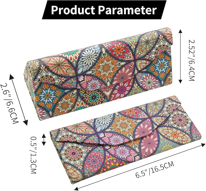 Foldable Glasses Case, Magnetic PU Leahter Sunglasses Case, Cute Hard Shell Folding Eyeglass Cases for Women Kids