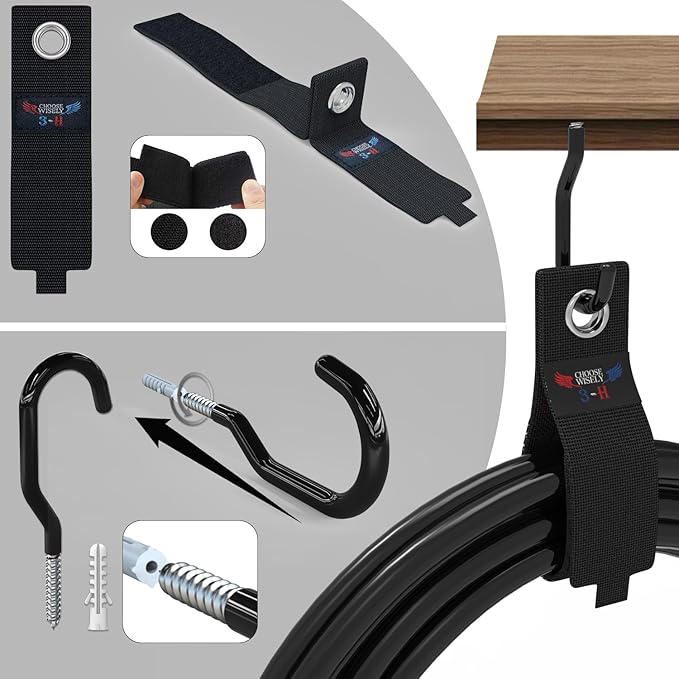 3-H Garage Wall Hooks 20 Pack, Garage Hooks Heavy Duty with Extra Welding Spots, Garage Organizer for Garden, Lawn, Chairs, Ladders, Weed Eater, Shovel(Black)