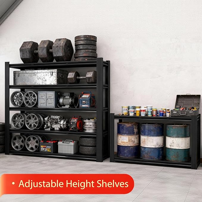 Heavy Duty Storage Shelves Unit, Adjustable Metal Garage Shelving,3500LBS Garage Storage Industrial Shelves,Storage Racks,Steel Shelf Suitable for Shop,Warehouse,Basement