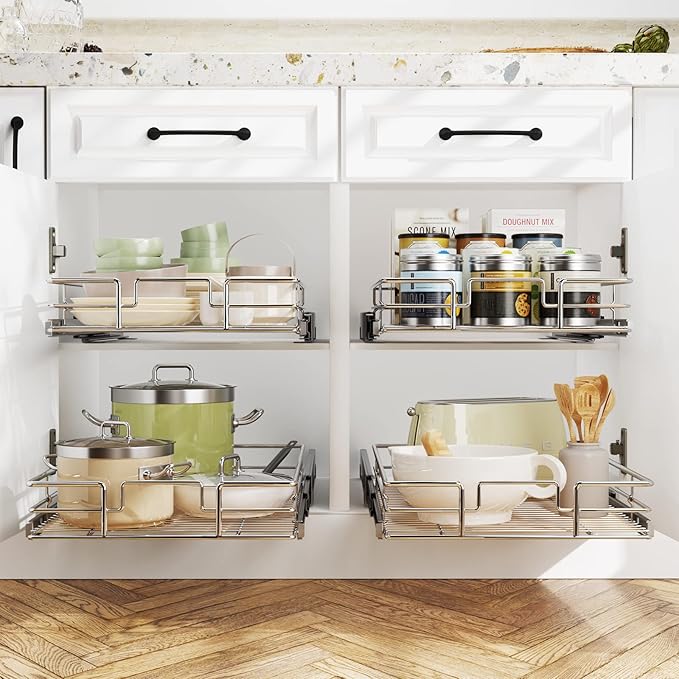 LOVMOR Pull Out Cabinet Organizer 22½" W x 21½" D, Kitchen Cabinet Pull Out Shelves Slide Out Storage
