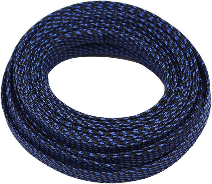 30ft PET Expandable Sleeving Wire Cable Sleeve (2/5", Blue&Black)