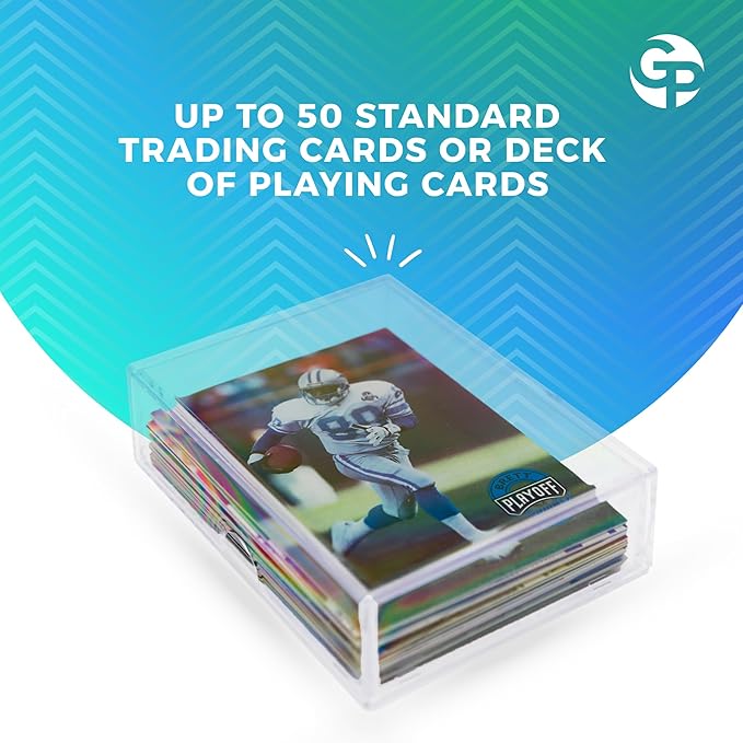 10 Pack Clear Acrylic Card Storage Boxes with Lids – 3 1/2" L x 2 1/2" W x 1" H Baseball Card Storage Box, Sports Card Boxes, Magic Card Storage Box and Playing Card Case – Made in USA