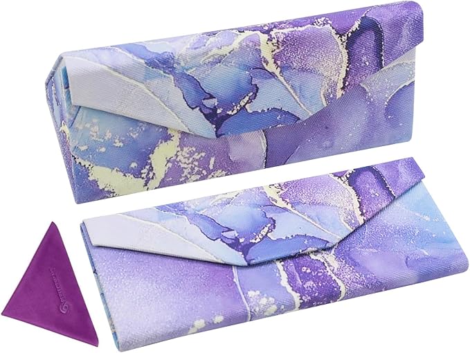 Foldable Glasses Case, Magnetic PU Leahter Sunglasses Case, Cute Hard Shell Folding Eyeglass Cases for Women Kids