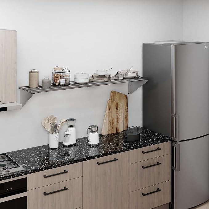 AmGood 14 in. x 60 in. NSF Stainless Steel Tubular Wall Shelf | Heavy-Duty Metal Shelving for Appliances & Equipment | Ideal for Kitchen, Restaurant, Garage, Laundry, Utility Room