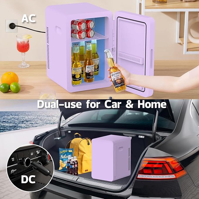advwin 22L Mini Fridge for Bedroom, 30 Cans Portable Cooler & Warmer Compact Refrigerators with AC/DC Power for Skin Care, Beverage, Cosmetics, Food, Drinks, Office Desk Dorm Room
