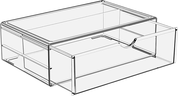 Sorbus Large Stackable Acrylic Drawers - 1 Clear Storage Drawers for Organizing Make up, Nail Polish, Hair Accessories, and Beauty Supplies - Makeup Organizer for Vanity, Bathroom Organizer Countertop