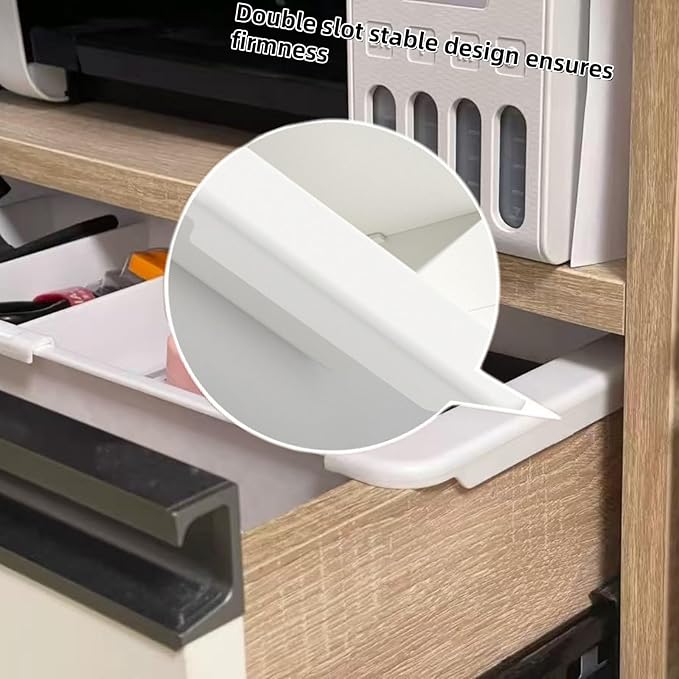 Deep Drawer Organizer, Expandable Storage Trays with Adjustable Dividers, Collapsible & Stackable for Kitchen, Bathroom, Office, Makeup - 2 Pack, White