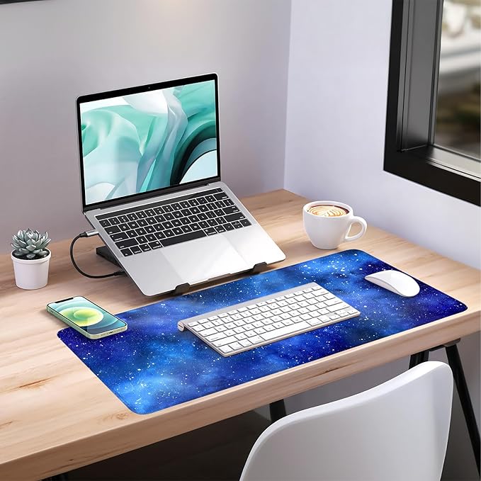 Starry Sky Gaming Mouse Pad 35.4"x15.7"Desk Mat Anti-Slip Rubber Base & Durable Stitched Edges for Gamers Smooth Mouse Writing Surface for Desk Office/Home