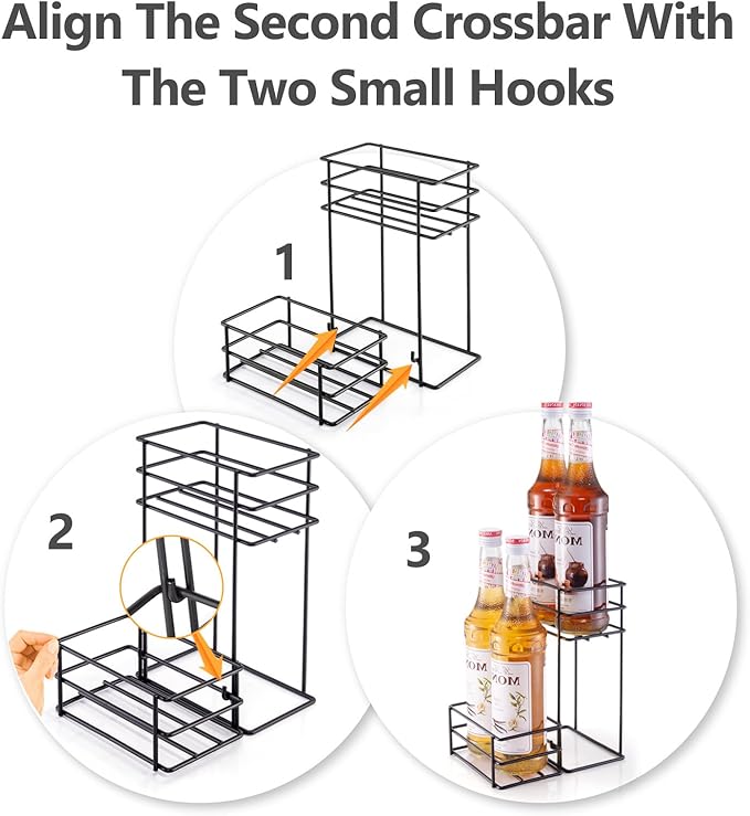 4 Bottle Coffee Syrup Organizer Coffee Syrup Rack for Coffee Bar Kitchen Small Wine Rack for Bar Family Storage for Syrup Wine Dressing
