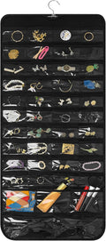 Bloss Hanging Jewelry Organizer With 90 Pockets,Earring Holder Organizer Storage For Valentine's Day Gift,Double-Sided Jewelry Holder for Earrings, Necklaces, Rings on Closet,Wall,Door(Black)