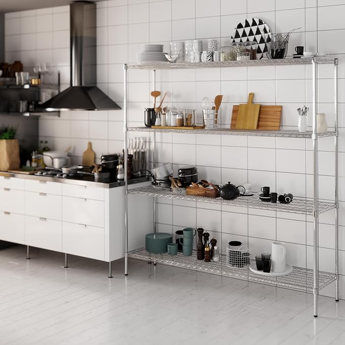 18" Deep x 72" Wide x 74" Height Wire Shelving Kit | 4-Tier | NSF Commercial Storage Rack Unit