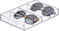 Amazing Abby - Soleil - Acrylic 4-Compartment Sunglass Organizer, Plastic Eyeglass Display Case, Transparent Jewelry Storage Tray, Clear Beauty Supply Holder, Great for Bedroom and Bathroom