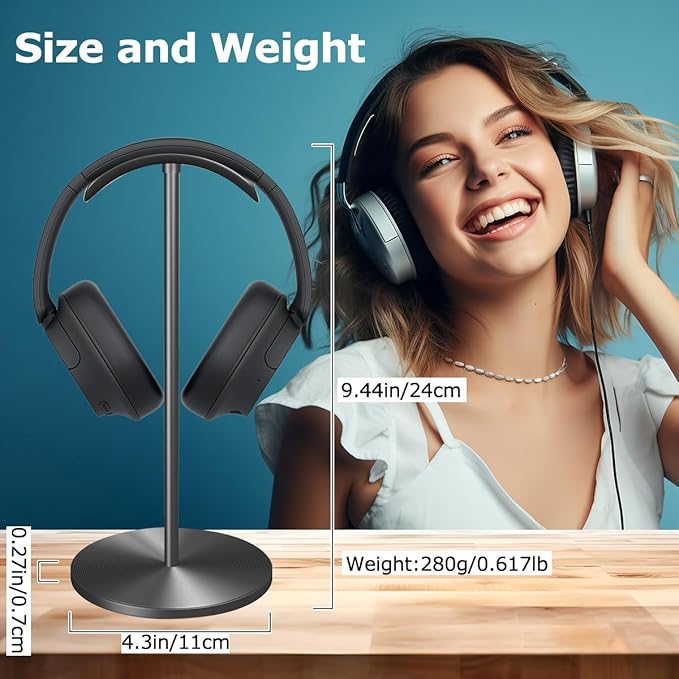 Headphone for Desk Hanger Holder Organizer Keeper Racks Storage Mount Gaming Headset Stand Premium Functional Craftmanship Headset Stand (Metal)