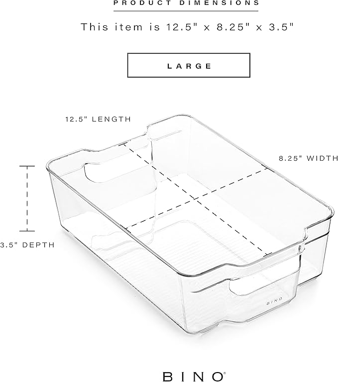 BINO | Stackable Plastic Storage Bins, Large - 12 Pack | THE STACKER COLLECTION | Multi-Use Organizer Bins | BPA-Free | Pantry Organization | Home Organization | Fridge Organizer | Freezer Organizer