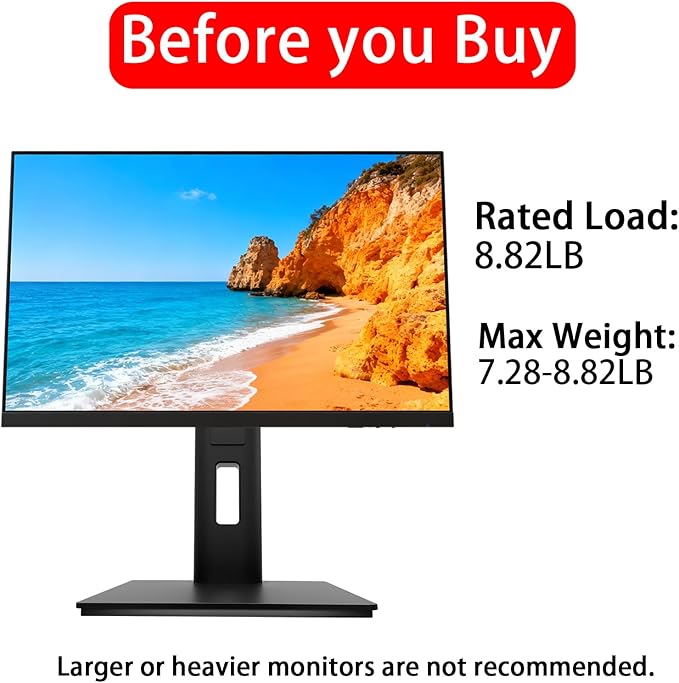 2026 Version Ergonomic VESA Monitor Stand, 150mm Spring Height adjustment,, Tool-Free Base, Swivel, Tilt & Rotation, for 26–32" Monitors, 7.28–8.82 lb, 100x100mm Vesa Mount (7.28～8.82LB)