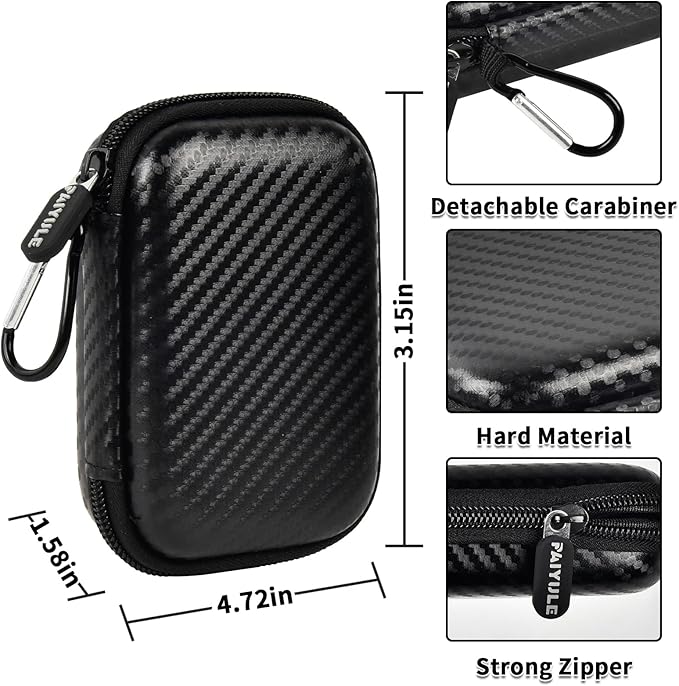 Carrying for Samsung T9/ T7/ T7 Shield Portable SSD 4TB 2TB 1TB, USB External Solid State Hard Drive Storage Travel Carrying Holder Fits for USB Cable (Full-Black)-Box Only
