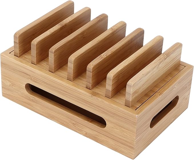GLOGLOW Household Furniture Storage Organizer for Tablet and Mobile Devices with Smooth Polished Surface, Durable Retro Design for Home Office Living Room Study Wood Phone Stand, Stylish