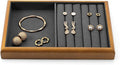 Oirlv Solid Wood Multifunctional Ring Earrings Studs Bangle Jewelry Organizer Tray Jewelry Drawer Organizer(Grey)
