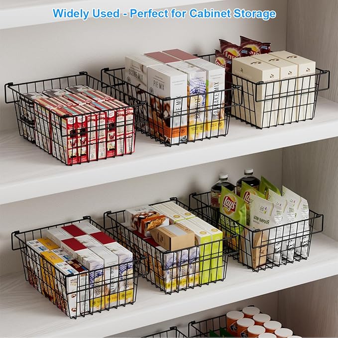 Freezer Organizer Bins, Large Capacity Stackable Baskets for Deep Chest Freezer Easy Get and Sort Bottom Frozen Meats Food Storage Containers Pantry Storage and Organization, 4pcs