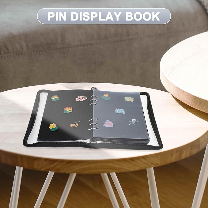 CAPASTEC Pin Bag, Portable Pin Display Book, Ideal for Pins, Brooches Storage, Black