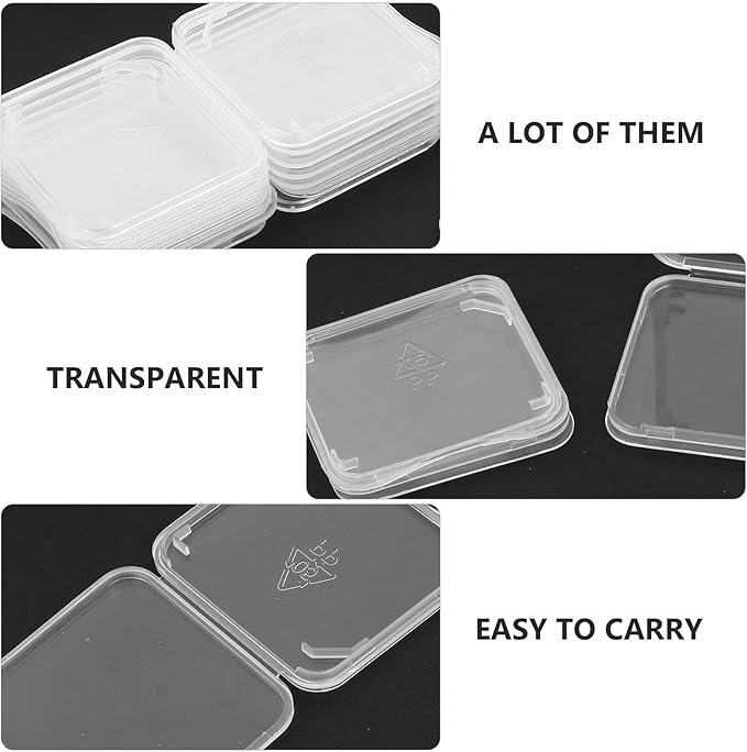 Veemoon Transparent Memory Card Storage Boxes Card Holder Cases Compact Lightweight PP Material Protective Carrying Storage for Organized Collection