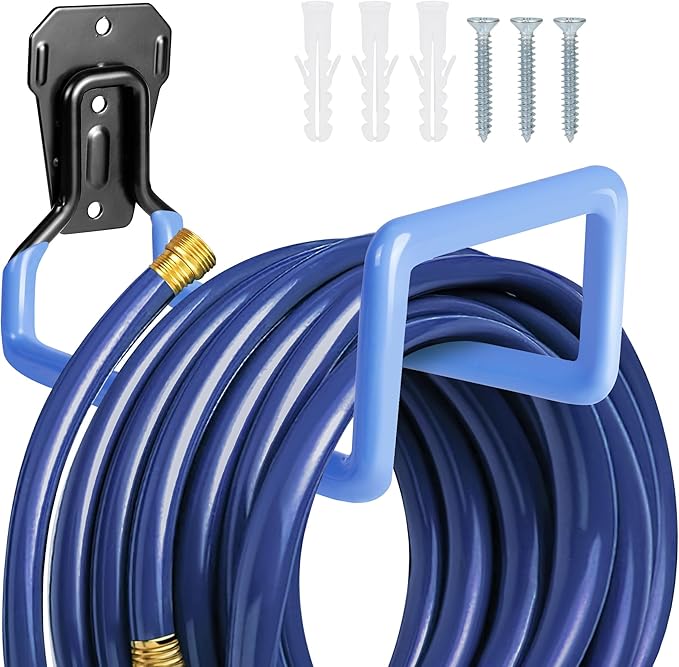 Hose Holder Wall Mount - Metal Hose Hook Garden Hose Rack Heavy Duty Water Hose Reels for Outside Water Hose, Extension Cords