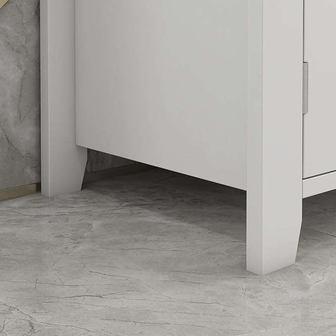 kleankin Pedestal Sink Storage Cabinet, Under Sink Cabinet with U-Shape and Adjustable Internal Shelf, White