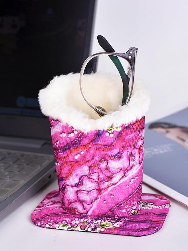 Baitaihem Eyeglasses Holder for Nightstand Soft Plush Lined Sunglasses Holder Stand Protective Glasses Case For Bedside,Desk