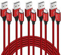 etguuds USB A to USB C Cable 5-Pack (3/3/6/6/10 ft), Fast Charging Type C Charger Cord for iPhone 17 16 15 Pro Max Plus Air, Samsung Galaxy S25 S24 S23 S22 S21 S20 A56 A17 A16, Pixel, Moto G, Red