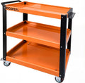 Stainless Steel Tool Cart, Heavy-Duty 3-Tier Alloy Steel Utility Cart with Screwdriver Holder & 4 Wheels (2 Locking Casters), 500LB Capacity for Garage, Workshop Tool Storage