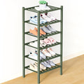 Smiry Bamboo Shoe Rack for Closet, 6 Tier Small Wooden Stackable Shoe Organizer, Free Standing Shoes Storage Shelf for Entryway, Front Door Entrance, Green