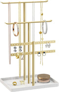 pickpiff Jewelry Stand Holder Organizer: 12.5" Tall Sturdy Hanger for 80 Pcs Jewelry, Gold Jewlery Tower for Necklace, Earring, Bracelet
