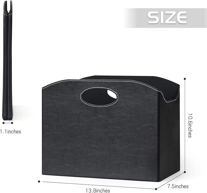 EZDeco Magazine Holder Foldable Magazine Rack Floor PU Leather File Holder Newspaper Book Storage Magazine Basket Document File Folder Organizer for Office Home Christmas gifts