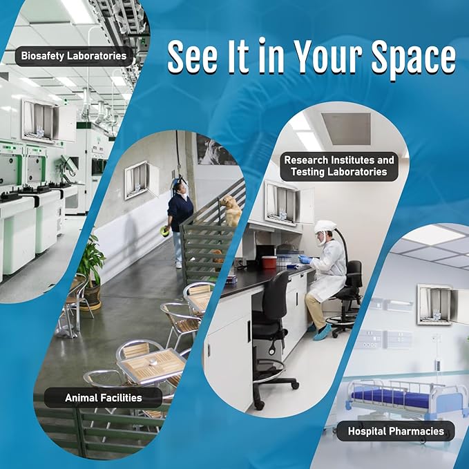 Recessed Specimen Pass-Thru Cabinet, Stainless Steel Specimen Box with Pass Tray, Industrial Pass Through Specimen Cabinet with Dual Self-Closing Doors, 13.2" W x 12.7" H x 6" D, for Hospitals & Labs