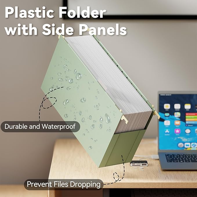 Ansook Legal Size Hanging File Folders,6 Pack Extra Capacity Expanding File Cabinet Folders,Heavy Duty 4" Legal File Folders Hanging with Tabs,Plastic Hanging File Organizer for Office School Home