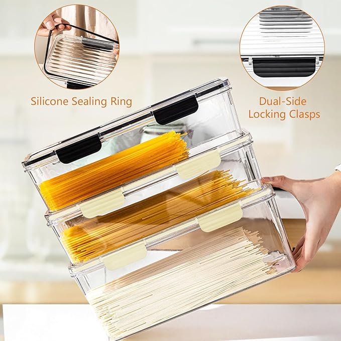 2-Pack Stackable Fridge Organizer Bins with Lids, Clear BPA-Free Food Storage Containers for Refrigerator, Fruits, Vegetables, and Drinks (White)